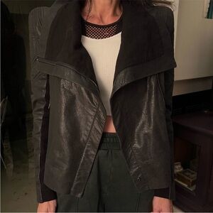 BCBGMaxAzria navy blue & Black Leather Jacket